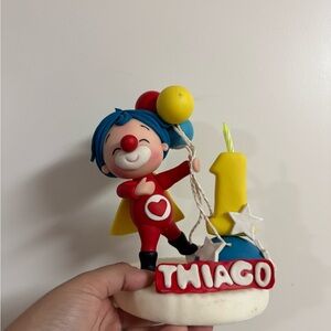 Colorful Clown Cake Topper with Balloons